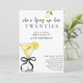 Die Bindung meiner 20er Lemon Drop Martini 30. Geb Einladung (Stehend Vorderseite)