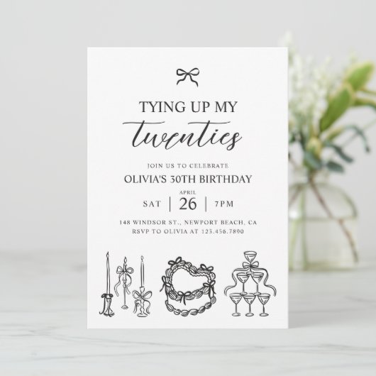 Die Bindung meines zwanzigsten Coquette Bow 30. Ge Einladung (Stehend Vorderseite)