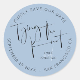 Die Bindung von Knot Script Dusty Blue Save the Da Runder Aufkleber