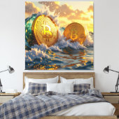 Die Bitcoin-Welle – Aufstieg der digitalen Macht“ Leinwanddruck (Insitu (Schlafzimmer))