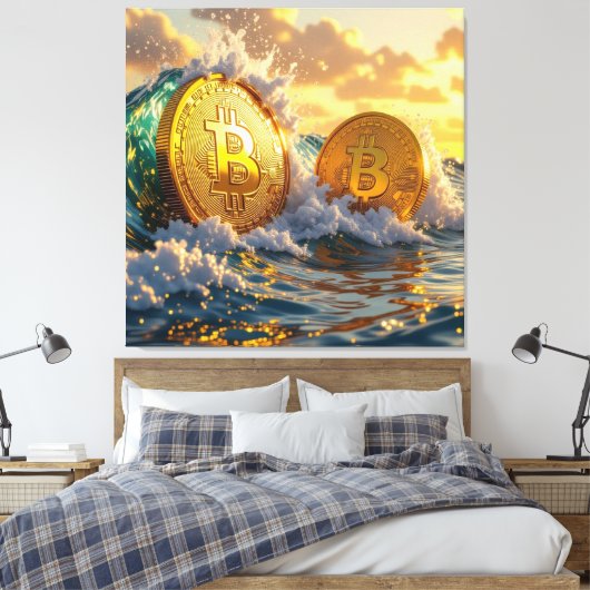 Die Bitcoin-Welle – Aufstieg der digitalen Macht“ Leinwanddruck (Insitu (Schlafzimmer))