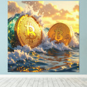 Die Bitcoin-Welle – Aufstieg der digitalen Macht“ Leinwanddruck (Insitu (Holzboden))