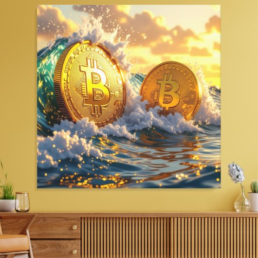 Die Bitcoin-Welle – Aufstieg der digitalen Macht“ Leinwanddruck (Insitu (Wohnzimmer))