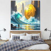 Die Bitcoin-Welle – Aufstieg der digitalen Macht“ Leinwanddruck (Insitu (Schlafzimmer))