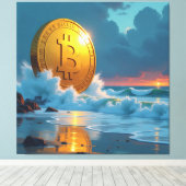 Die Bitcoin-Welle – Aufstieg der digitalen Macht“ Leinwanddruck (Insitu (Holzboden))