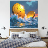 Die Bitcoin-Welle – Aufstieg der digitalen Macht“ Leinwanddruck (Insitu (Schlafzimmer))