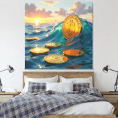 Die Bitcoin-Welle – Aufstieg der digitalen Macht“ Leinwanddruck (Insitu (Schlafzimmer))