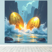 Die Bitcoin-Welle – Aufstieg der digitalen Macht“ Leinwanddruck (Insitu (Holzboden))