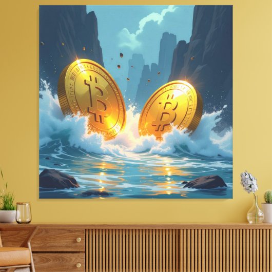 Die Bitcoin-Welle – Aufstieg der digitalen Macht“ Leinwanddruck (Insitu (Wohnzimmer))