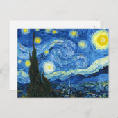 Die bitkoinische Nacht Ankündigungspostkarte (Vorne/Hinten)