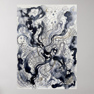 Die Black Ink Spirit Tanz-Wandkunst Poster