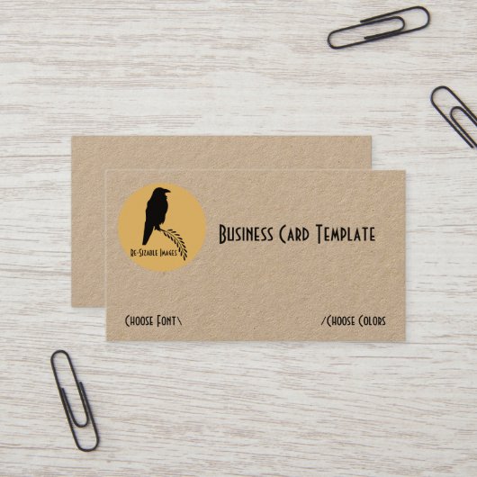 Die Black Raven Bird Business Card Visitenkarte (Vorderseite/Rückseite Beispiel)