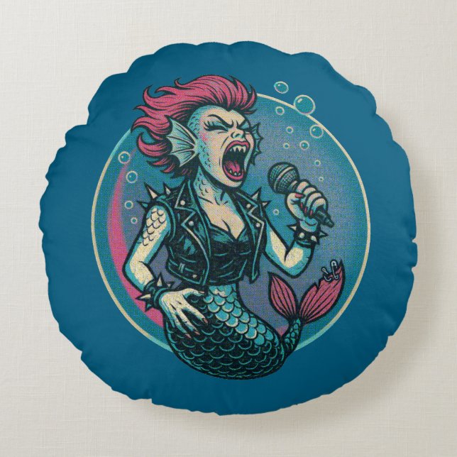 die blaring Siren Rundes Kissen (Vorderseite)