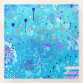Die Blasenmaschine: Blaue abstrakte Kunst Glasuntersetzer (Vorderseite)