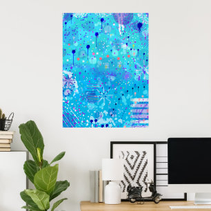 Die Blasenmaschine: Blaue abstrakte Kunst Poster