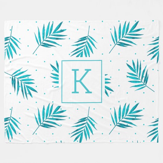 Die Blätter der tropischen Palmen sind weiß und bl Fleecedecke (Vorderseite (Horizontal))