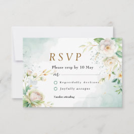 Die Blätter der weißen Blumen- und Grünanlage der RSVP Karte