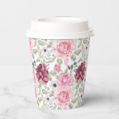 Die Blätter in Burgund und Rosa Pappbecher (Rückseite)