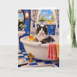 Die Blaue Badezimmerkatze Karte