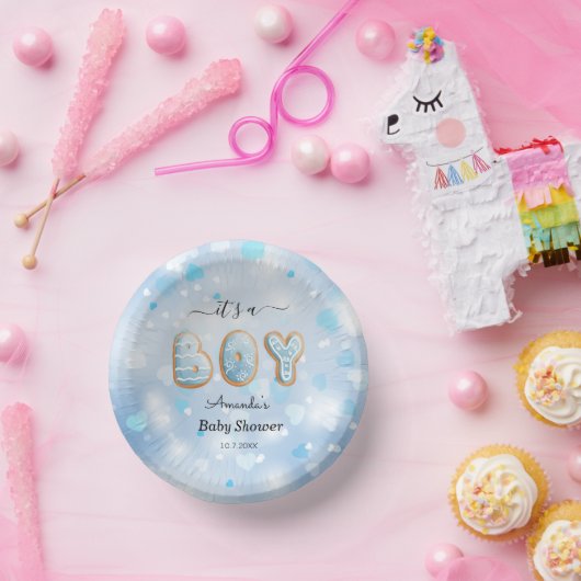 Die blaue Blauer Babydusche Pappteller (Party)