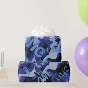 Die blaue Camouflage, das große Papier, das die W Geschenkpapier