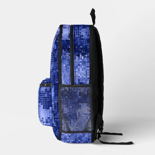 Die blaue Diskothek spiegelt das Muster des Glitze Bedruckter Rucksack (Rechts)