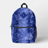 Die blaue Diskothek spiegelt das Muster des Glitze Bedruckter Rucksack (Vorderseite)