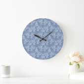 Die blaue Ethnic-Floral Print Round Wall Uhr (Zuhause)