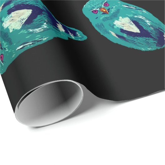 Die blaue Eule Geschenkpapier (Rolleneckpunkt)