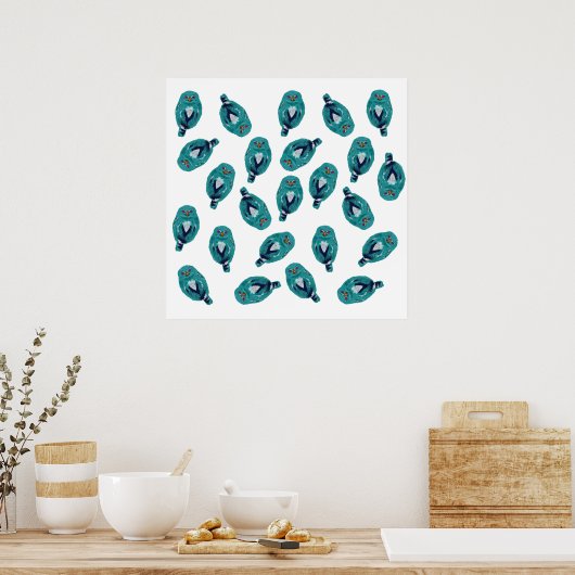 Die blaue Eule Poster (Küche)