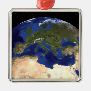 Die blaue folgende Generations-Marmorierungerde 7 Silbernes Ornament