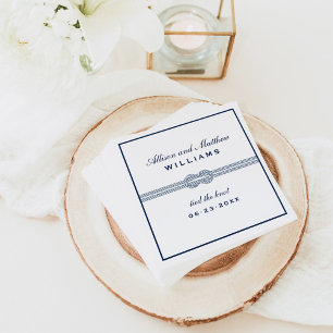 Die blaue Hochzeitsmonographie der Knot Navy Serviette