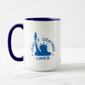 Die blaue Kometen-Dampf-Lokomotive Tasse (Links)