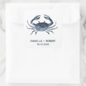 Die blaue Krabbe | Hochzeitsmonogramm Quadratischer Aufkleber (Tasche)