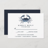 Die blaue Krabbe | Hochzeitsrabatt mit Essenswahl RSVP Karte (Vorne/Hinten)