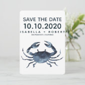 Die blaue Krabbe | Hochzeitsstichtag speichern Save The Date (Stehend Vorderseite)