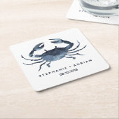 Die blaue Krabbe | Maßgeschneiderte Hochzeit Rechteckiger Pappuntersetzer (angewinkelt)