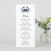 Die blaue Krabbe | Nautical Wedding Menu Menükarte (Stehend Vorderseite)