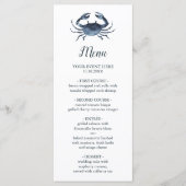 Die blaue Krabbe | Nautical Wedding Menu Menükarte (Vorderseite)
