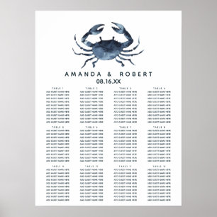 Die blaue Krabbe Seekarte für Nautische Hochzeit Poster