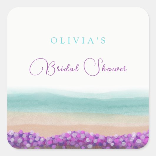 Die blaue Küste im Brautparty Bloom Quadratischer Aufkleber (Vorderseite)