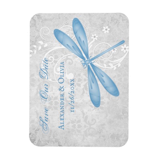 Die blaue Libelle speichert das Datumsfenster Magnet (Vertikal)