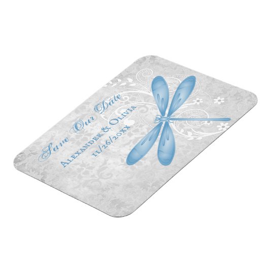 Die blaue Libelle speichert das Datumsfenster Magnet (Linke Seite)