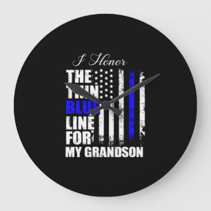 Die blaue Linie, die die Polizei zurückzieht Große Wanduhr