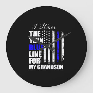 Die blaue Linie, die die Polizei zurückzieht Große Wanduhr