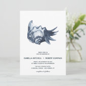 Die blaue Seashell | Einladung zur Hochzeit (Stehend Vorderseite)