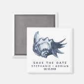 Die blaue Seashell | Hochzeit Save the Date Favor Magnet (Vorderseite/Rückseite)
