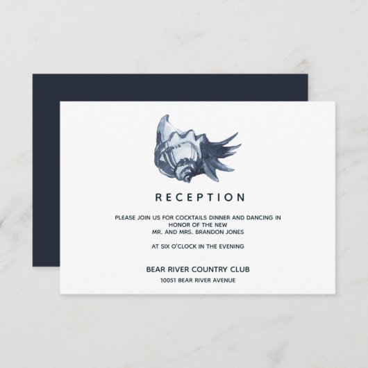 Die blaue Seashell | Hochzeitsempfang Einladung (Vorne/Hinten)