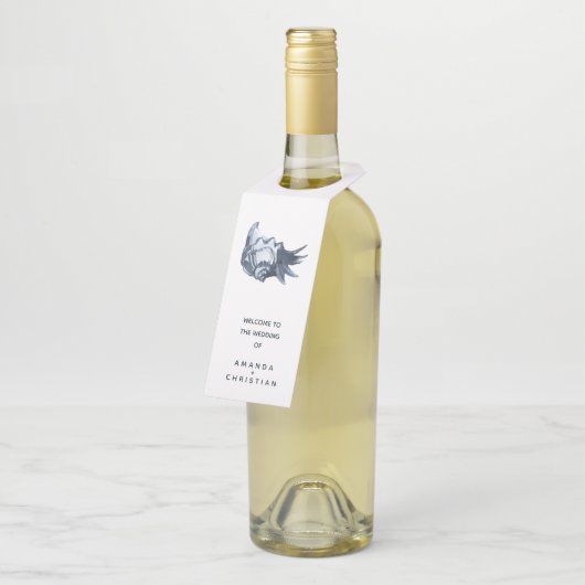 Die blaue Seashell | WEDD WILLKOMMEN GÄSTE Flaschenanhänger (Angewinkelt)