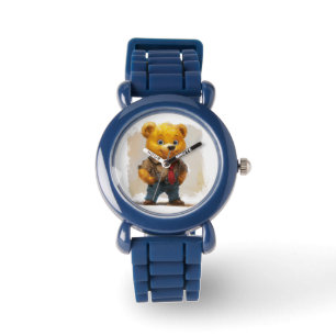 Die blaue Silikon-Uhr des Kinderarbeitsbären Armbanduhr